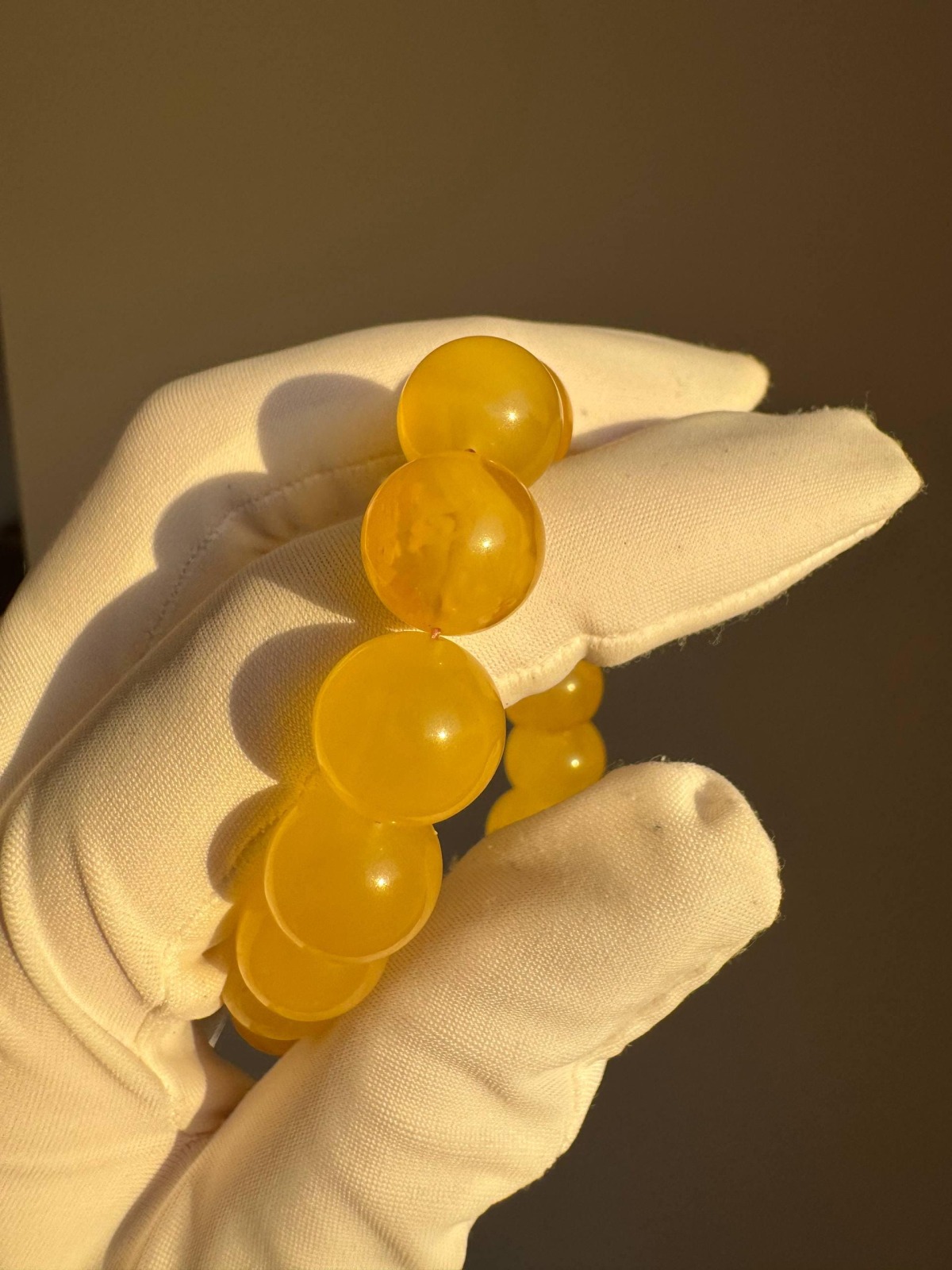 Egg Yolk Butterscotch Baltic Amber Bracelet, 12mm Beads, 14g