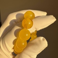 Egg Yolk Butterscotch Baltic Amber Bracelet, 12mm Beads, 14g