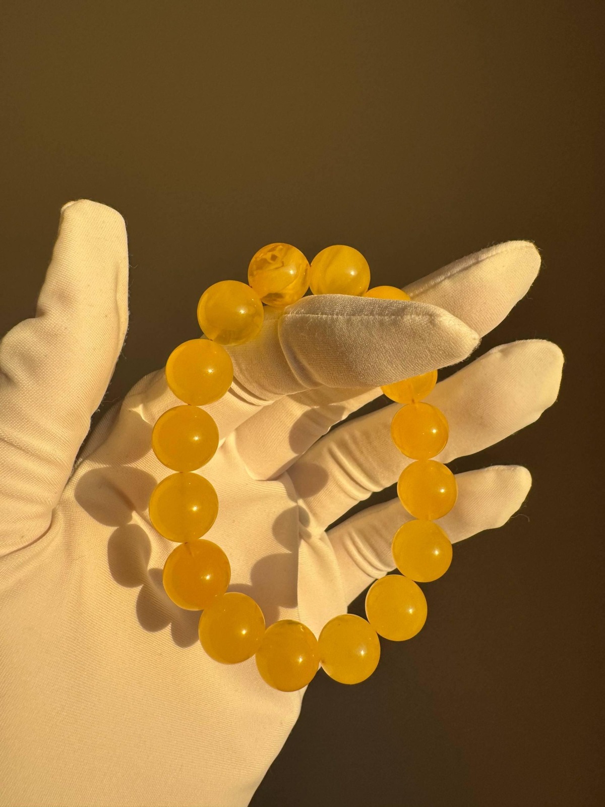 Egg Yolk Butterscotch Baltic Amber Bracelet, 12mm Beads, 14g