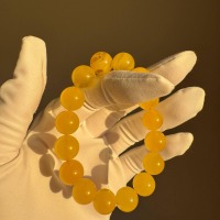 Egg Yolk Butterscotch Baltic Amber Bracelet, 12mm Beads, 14g