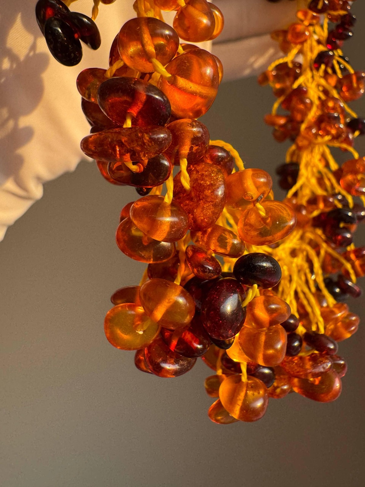 Cherry and Cognac Baltic Amber Necklace, Freeform Beads