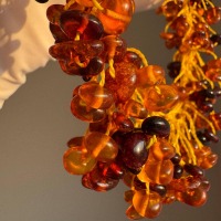 Cherry and Cognac Baltic Amber Necklace, Freeform Beads