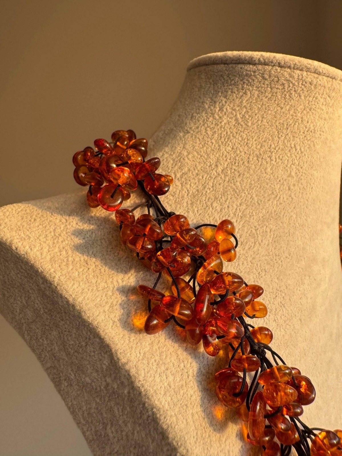 Honey Cognac Baltic Amber Statement Necklace, 65cm