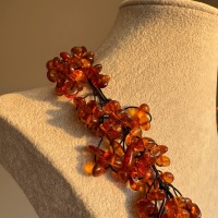 Honey Cognac Baltic Amber Statement Necklace, 65cm