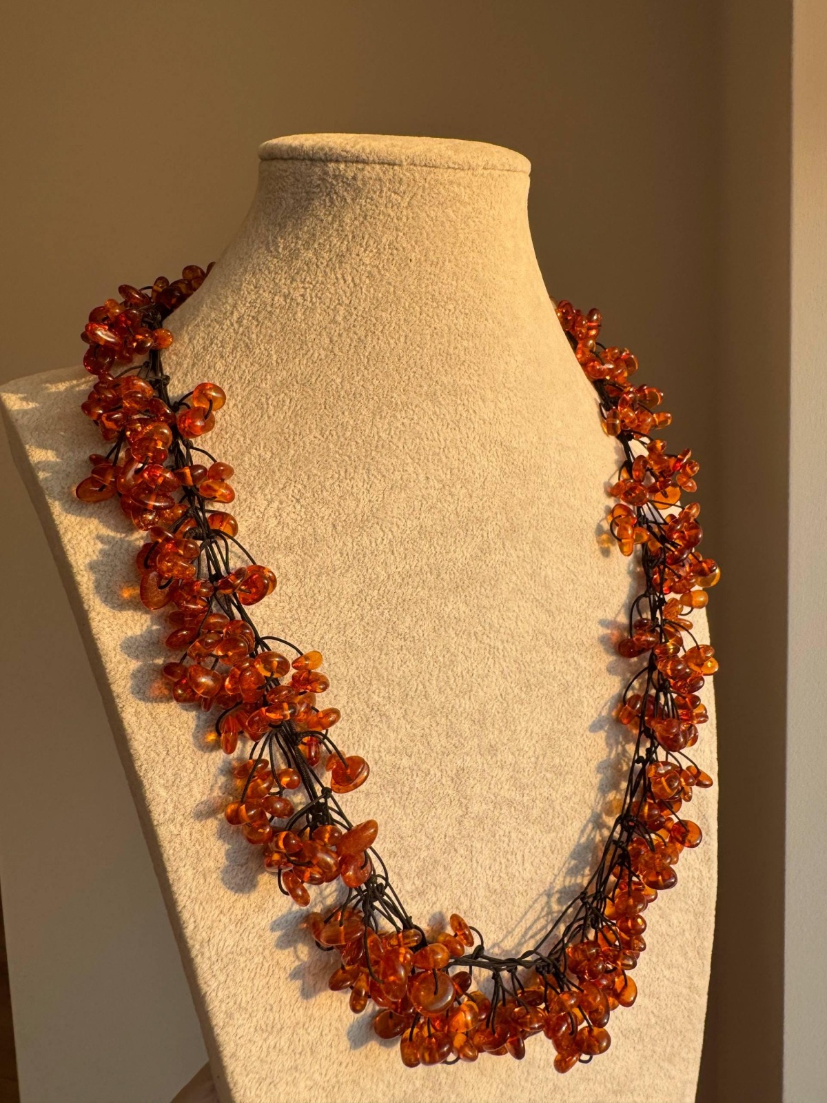Honey Cognac Baltic Amber Statement Necklace, 65cm