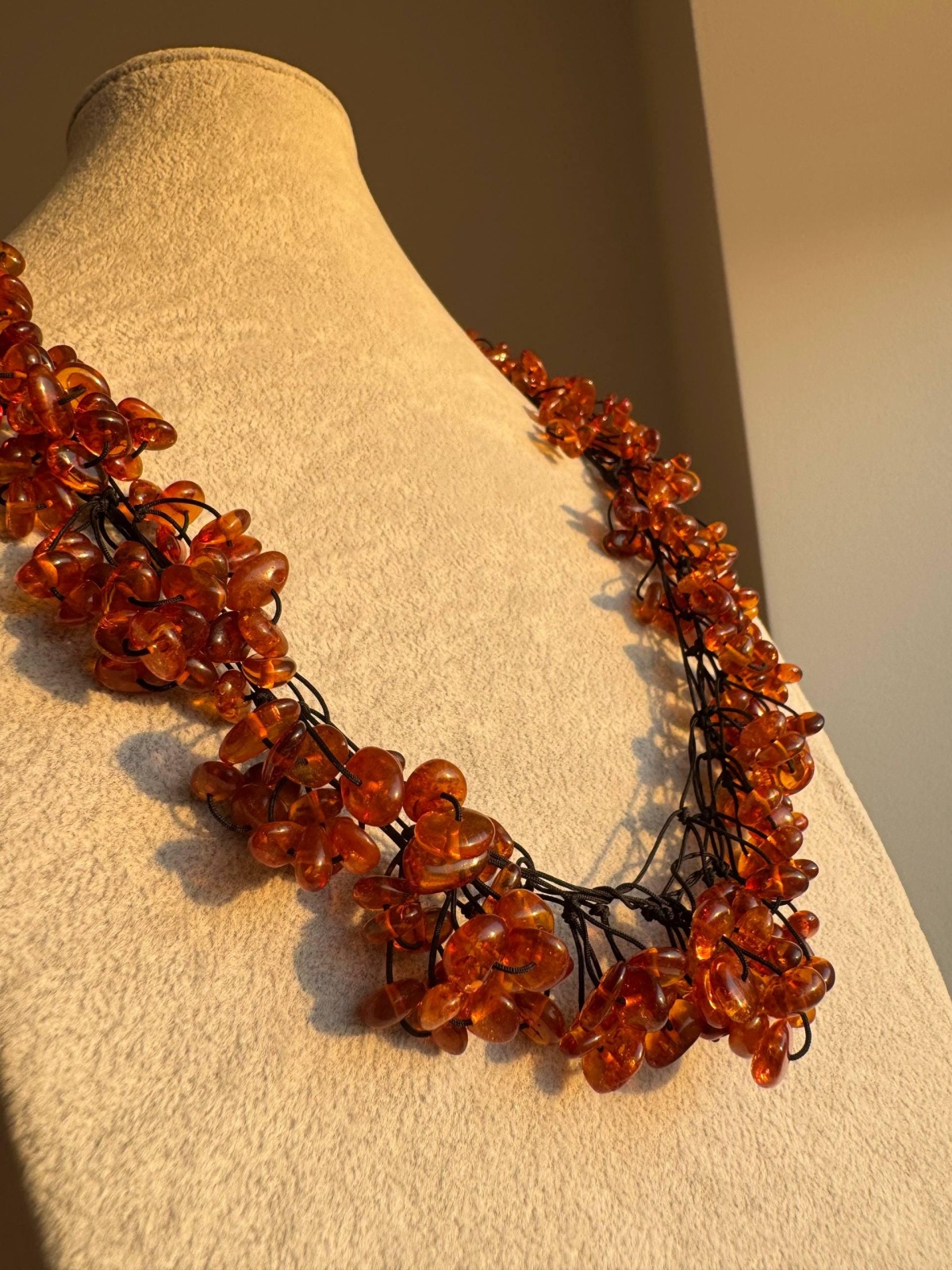 Honey Cognac Baltic Amber Statement Necklace, 65cm