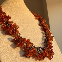 Honey Cognac Baltic Amber Statement Necklace, 65cm