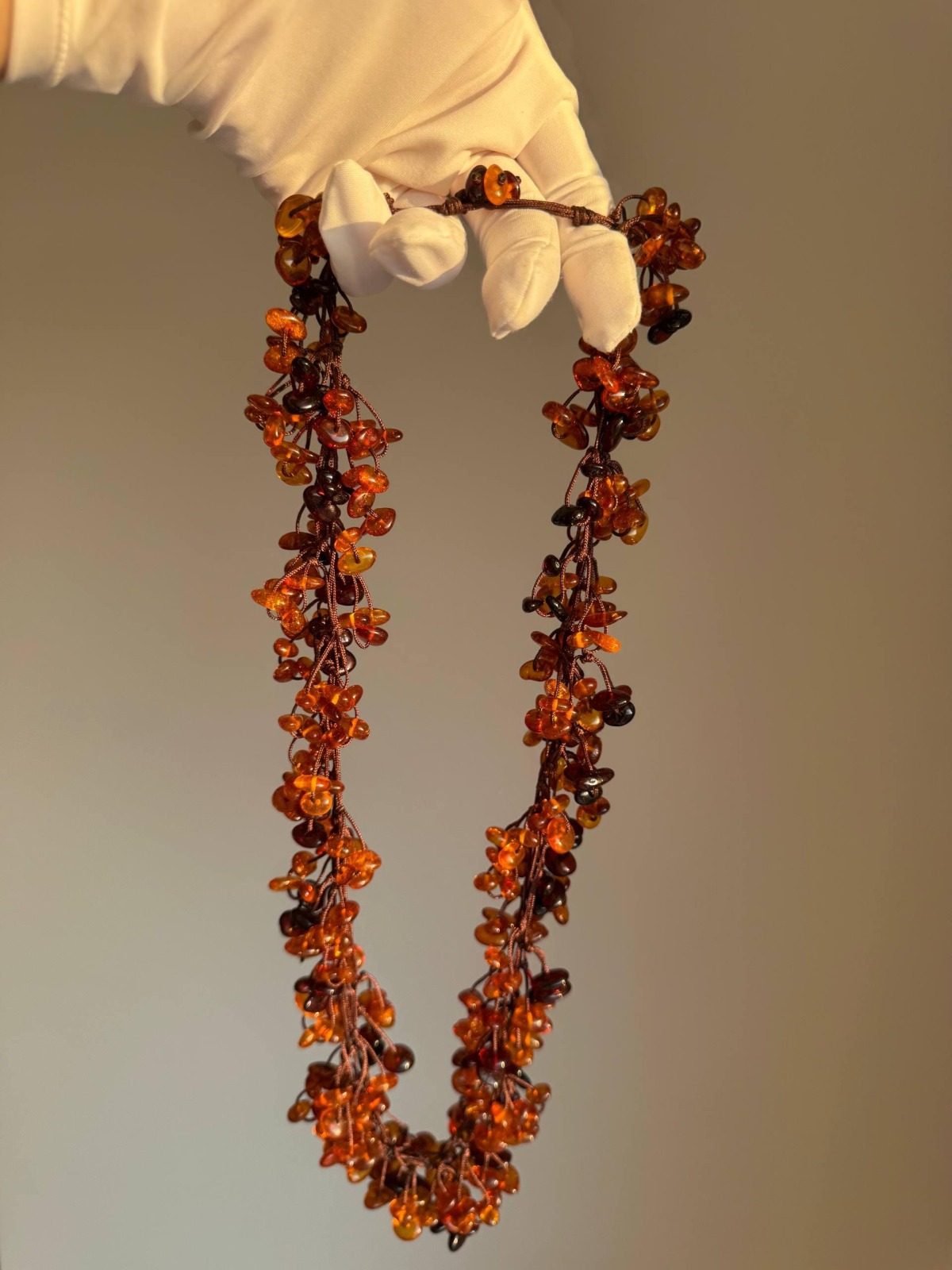Long Honey Cognac Baltic Amber Necklace, 70cm