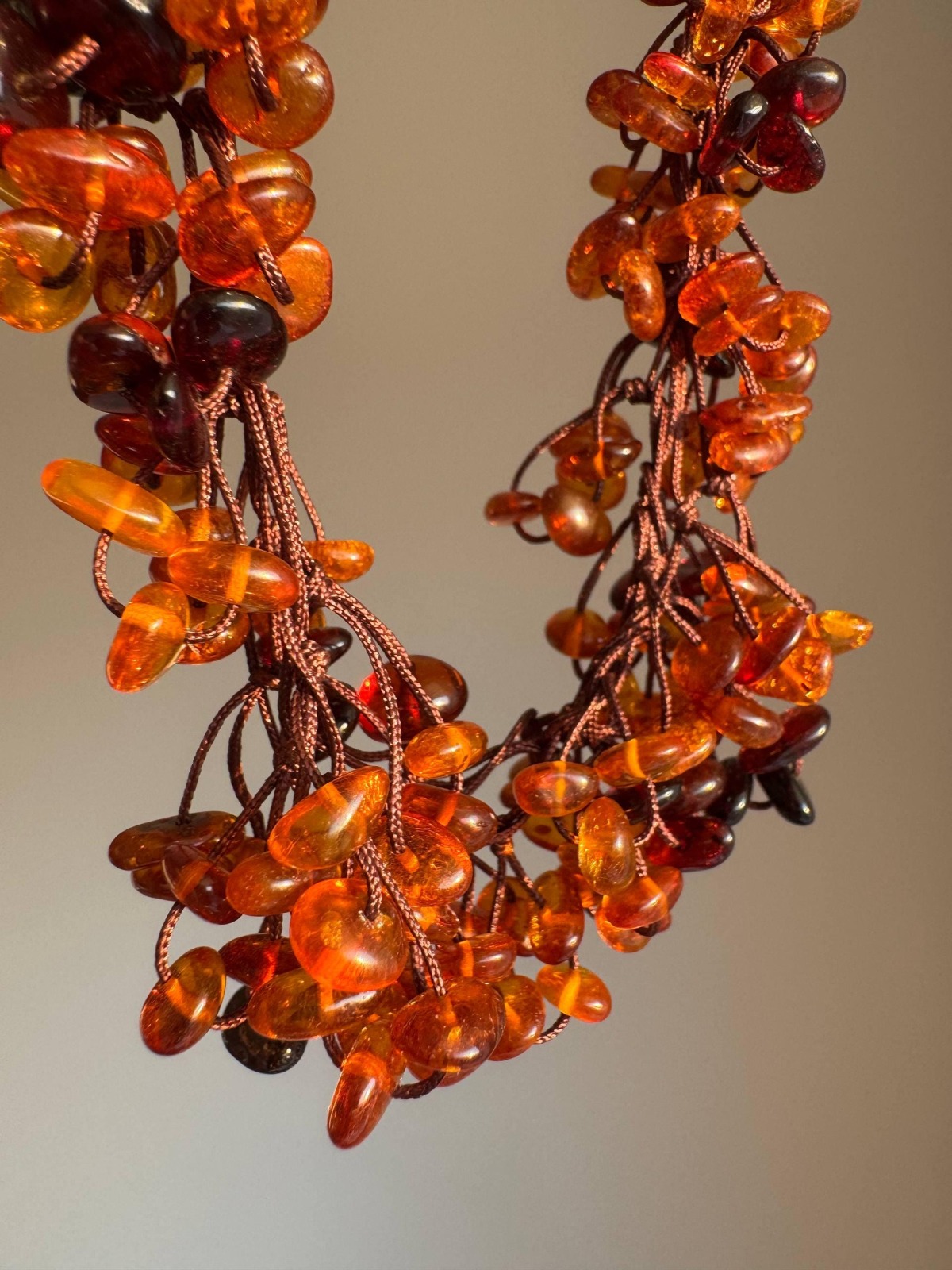 Long Honey Cognac Baltic Amber Necklace, 70cm