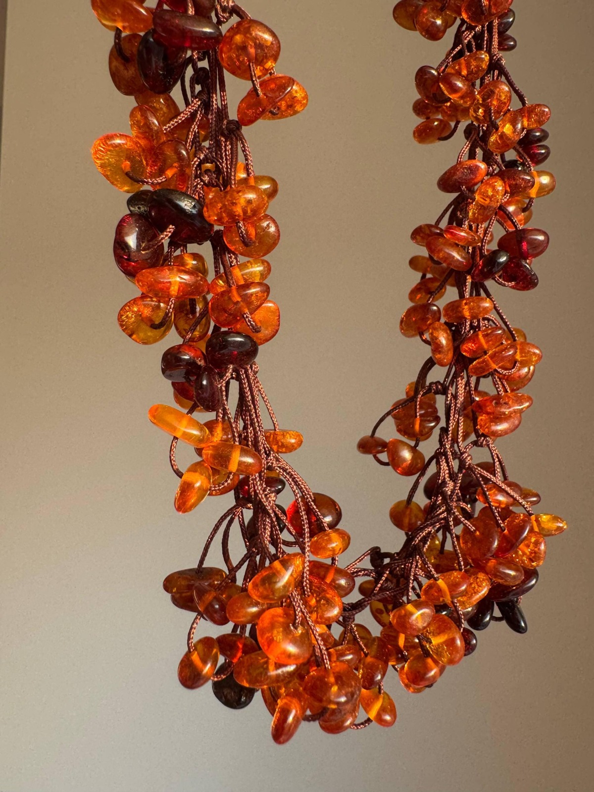 Long Honey Cognac Baltic Amber Necklace, 70cm