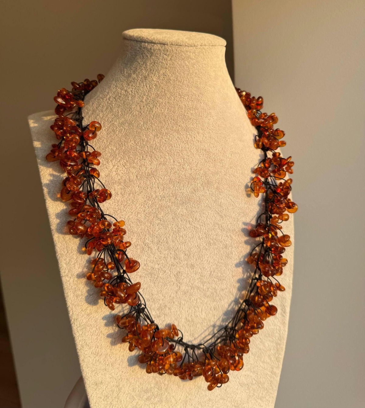Honey Cognac Baltic Amber Statement Necklace, 65cm