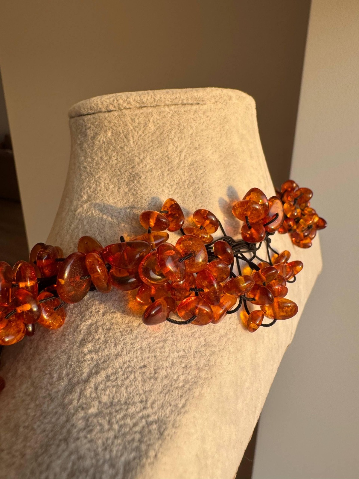 Honey Cognac Baltic Amber Statement Necklace, 65cm