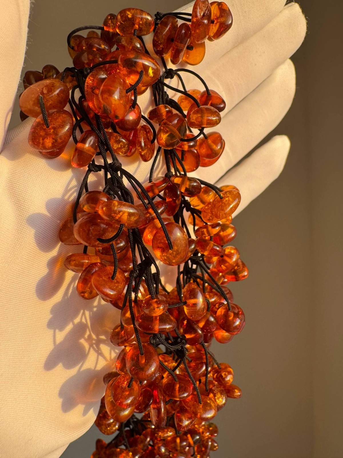 Honey Cognac Baltic Amber Statement Necklace, 65cm