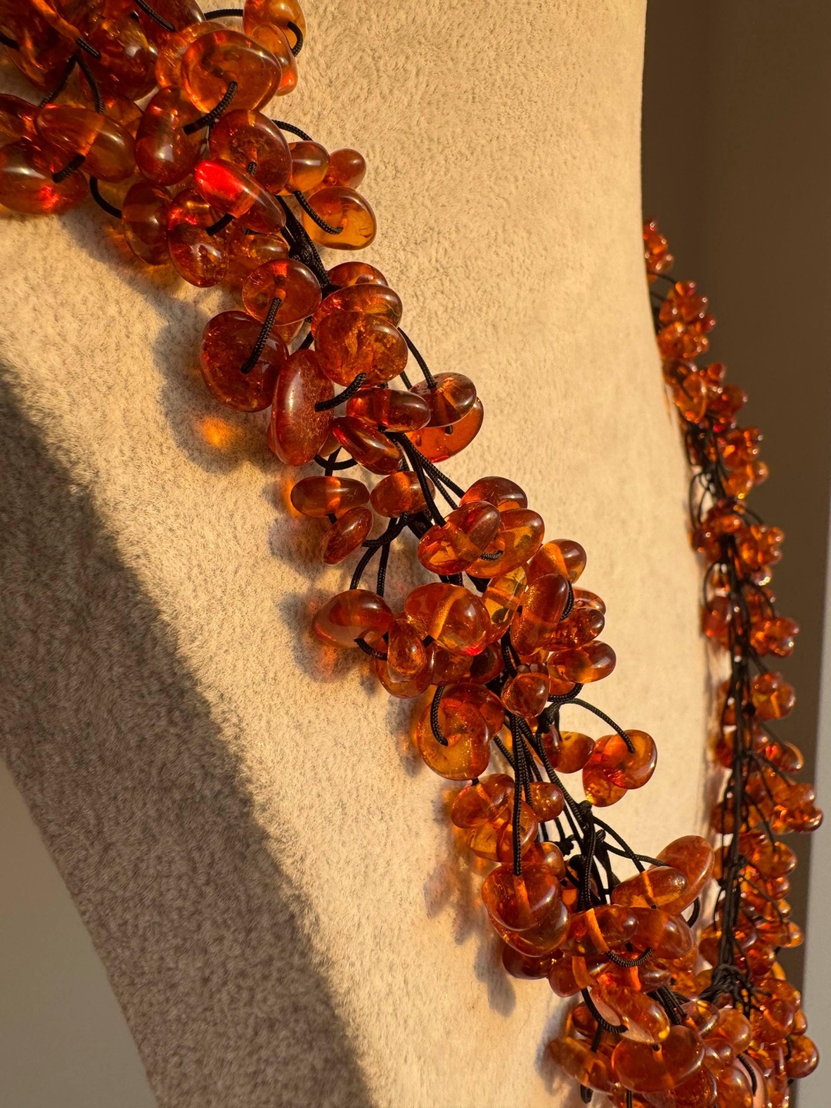 Honey Cognac Baltic Amber Statement Necklace, 65cm