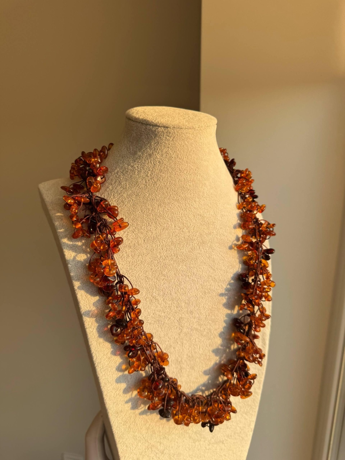 Long Honey Cognac Baltic Amber Necklace, 70cm
