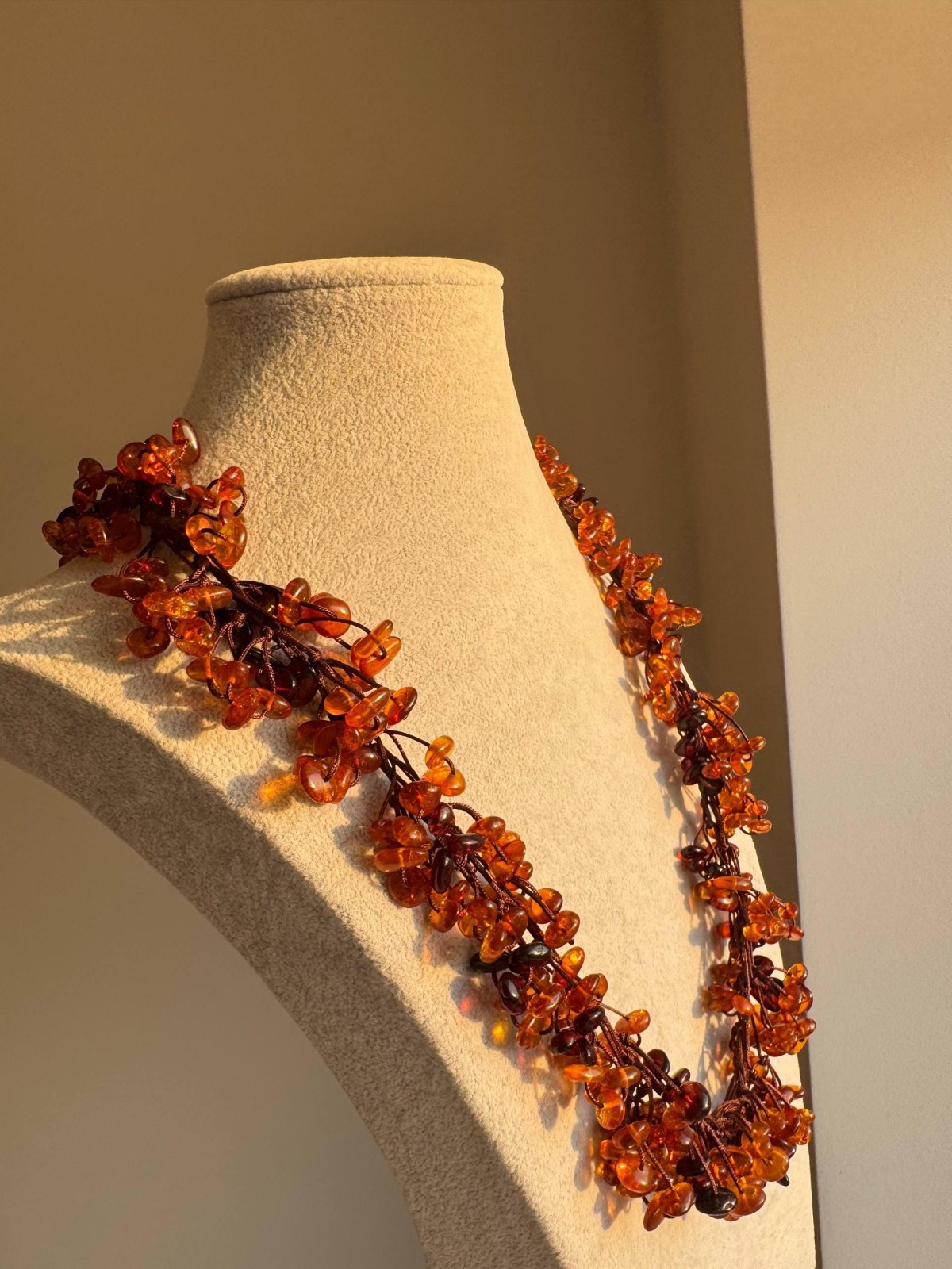 Long Honey Cognac Baltic Amber Necklace, 70cm