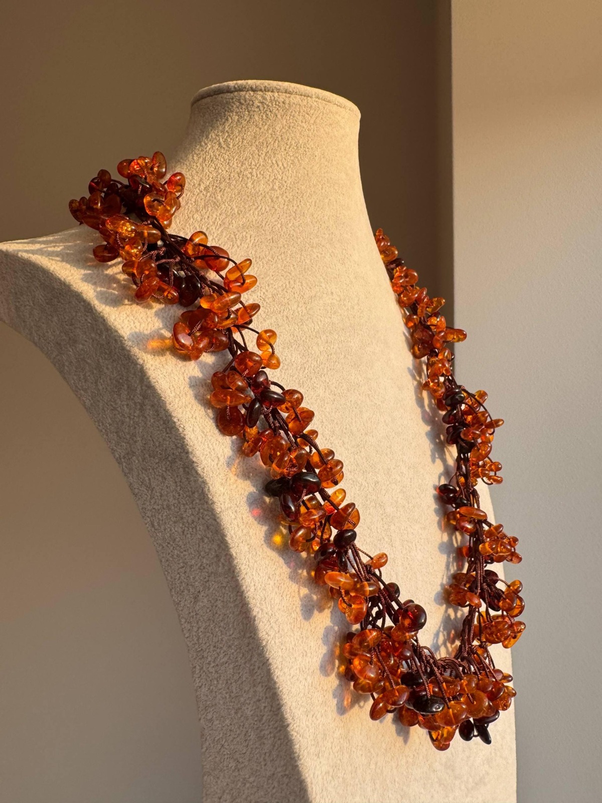 Long Honey Cognac Baltic Amber Necklace, 70cm