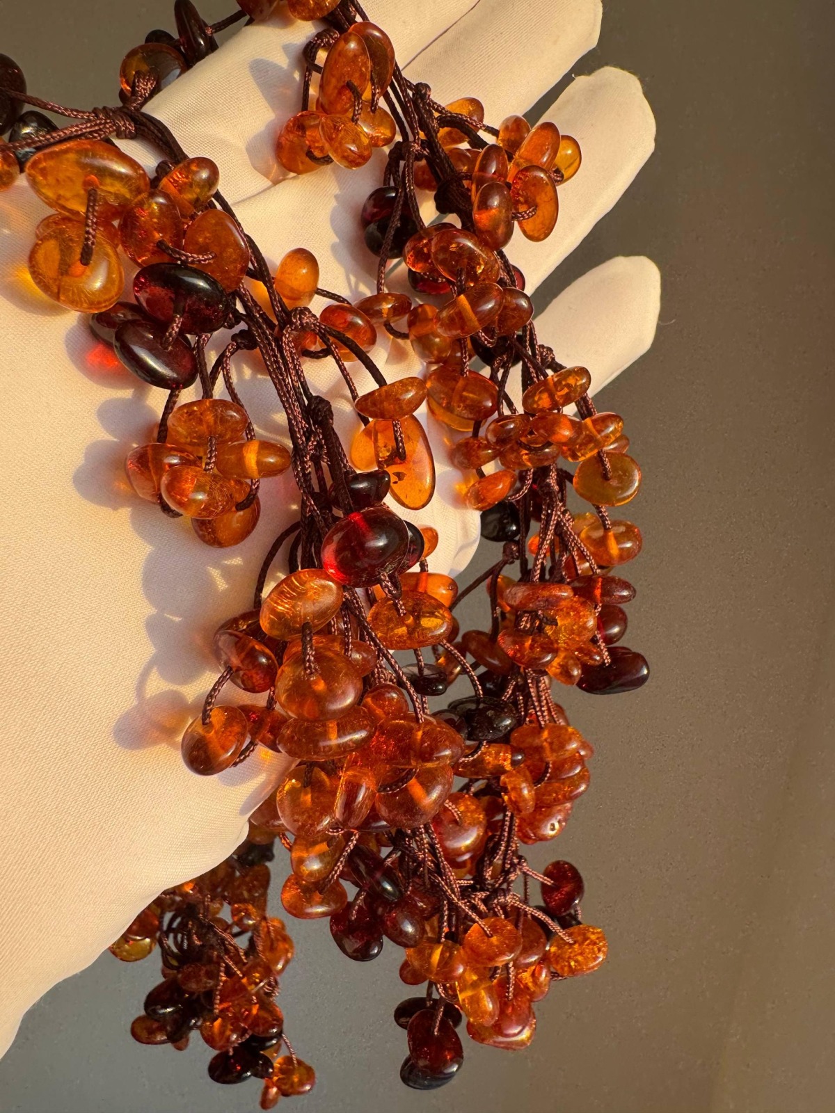 Long Honey Cognac Baltic Amber Necklace, 70cm