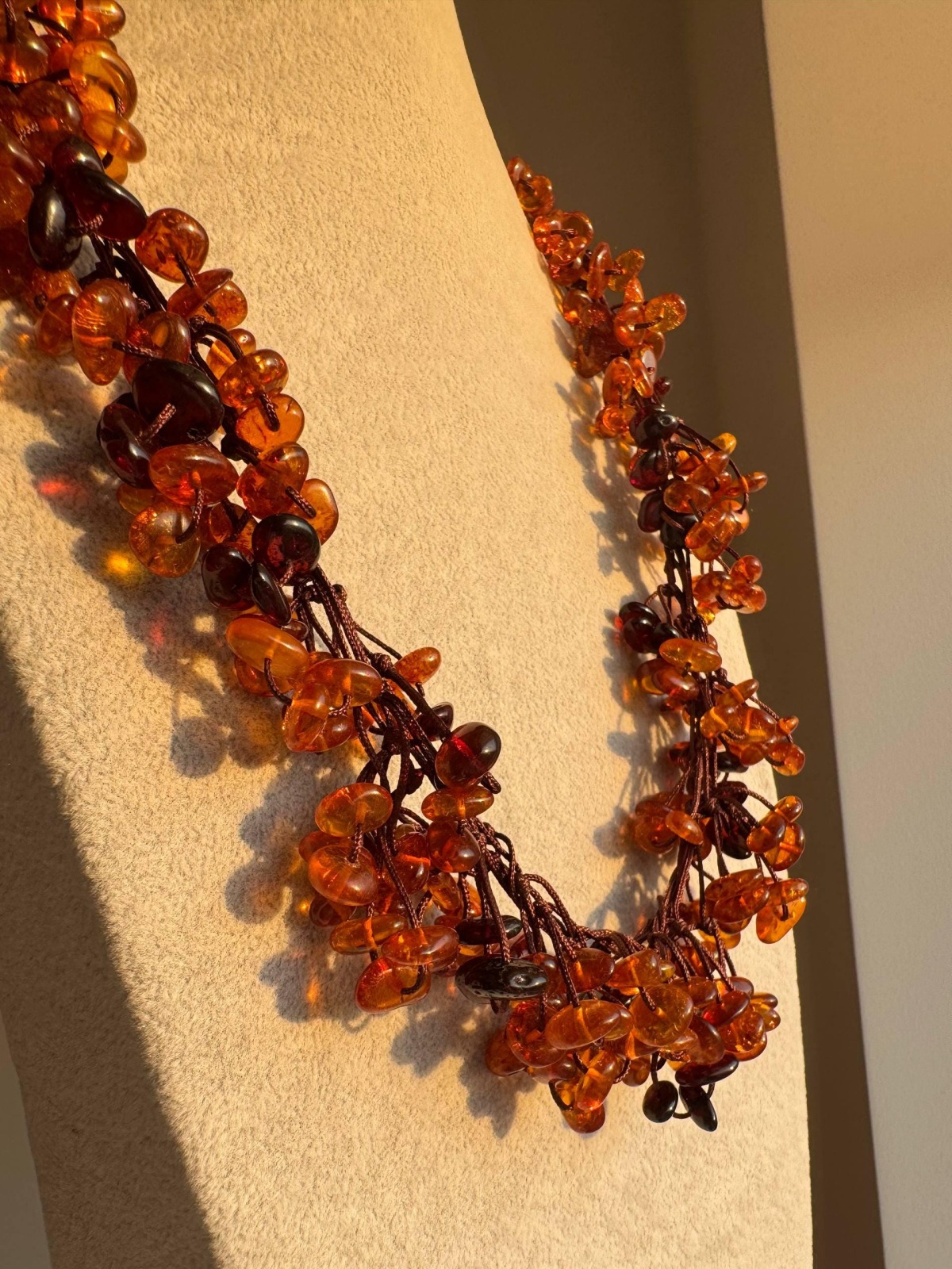 Long Honey Cognac Baltic Amber Necklace, 70cm