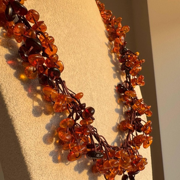Long Honey Cognac Baltic Amber Necklace, 70cm