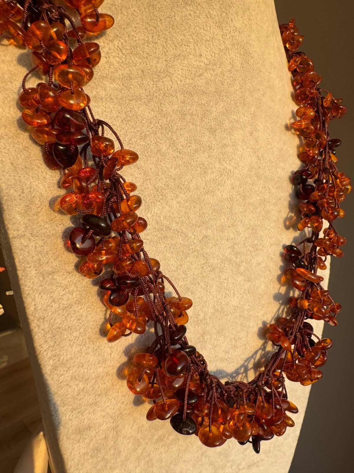 Long Honey Cognac Baltic Amber Necklace, 70cm